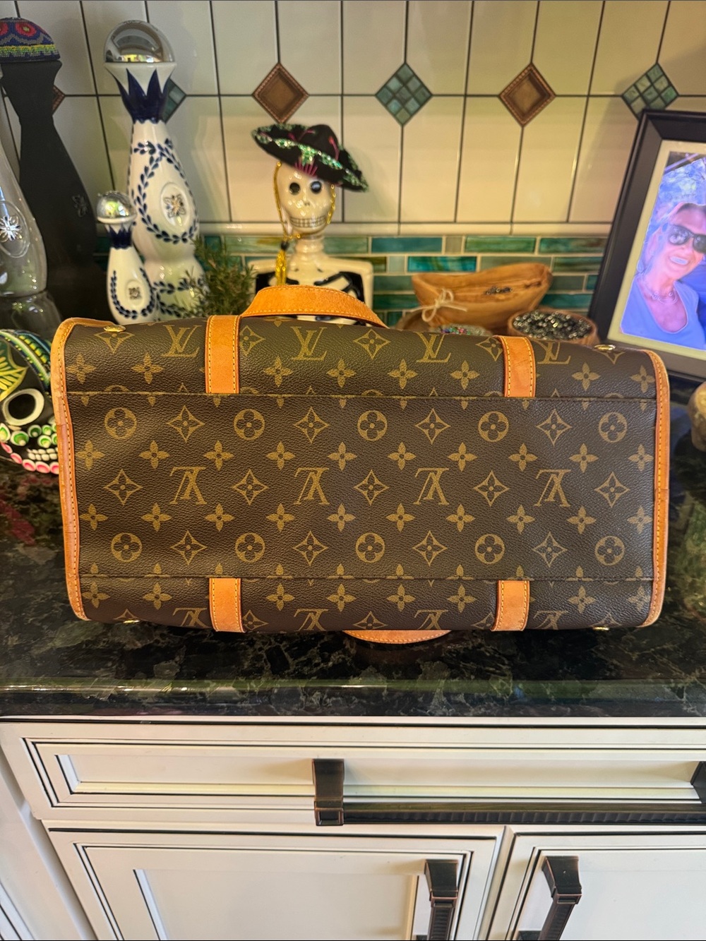 Authentic Louis Vuitton Brown Monogram Canvas Pet Satchel with Tan Leather Trim - Picture 5 of 6